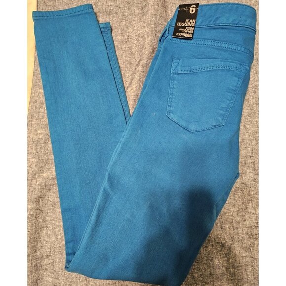 Express Women Stella Regular Fit Jean Legging Low Rise Electric Blue Size 6 NWT - Picture 2 of 14